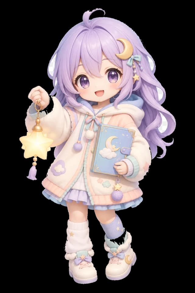 Cute anime dream guide holding a star lantern and dream journal